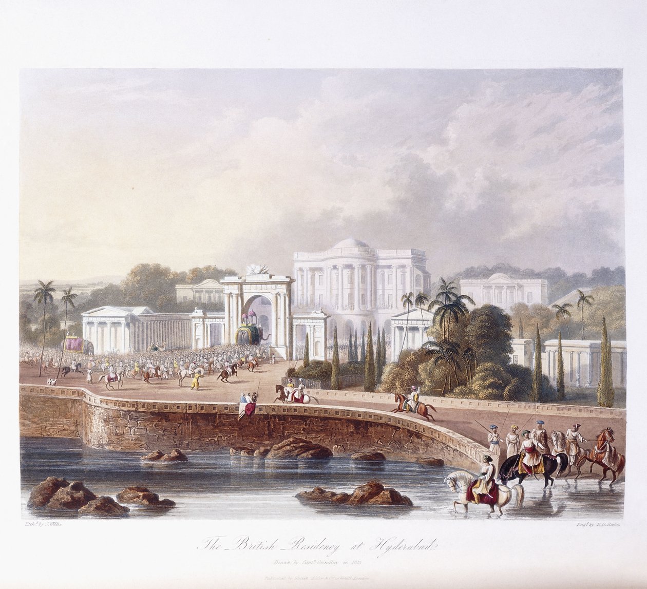 A brit rezidencia Hyderabadban, 1813; 1830 alkotó: Robert Melville Grindlay
