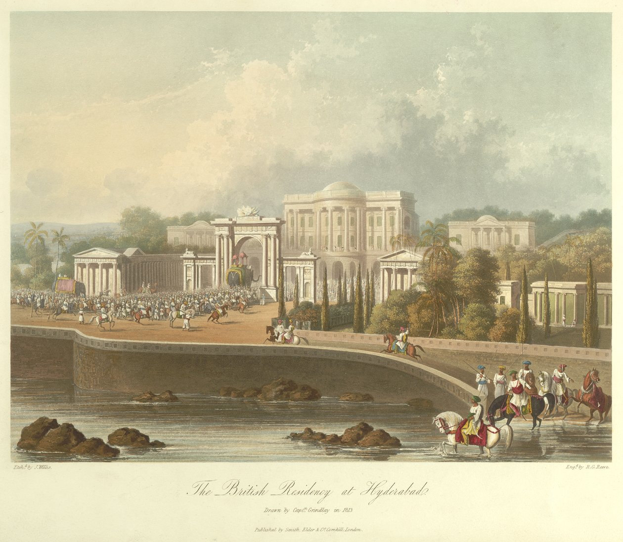 A brit rezidencia Hyderabadban, 1813-ban készült alkotó: Robert Melville Grindlay
