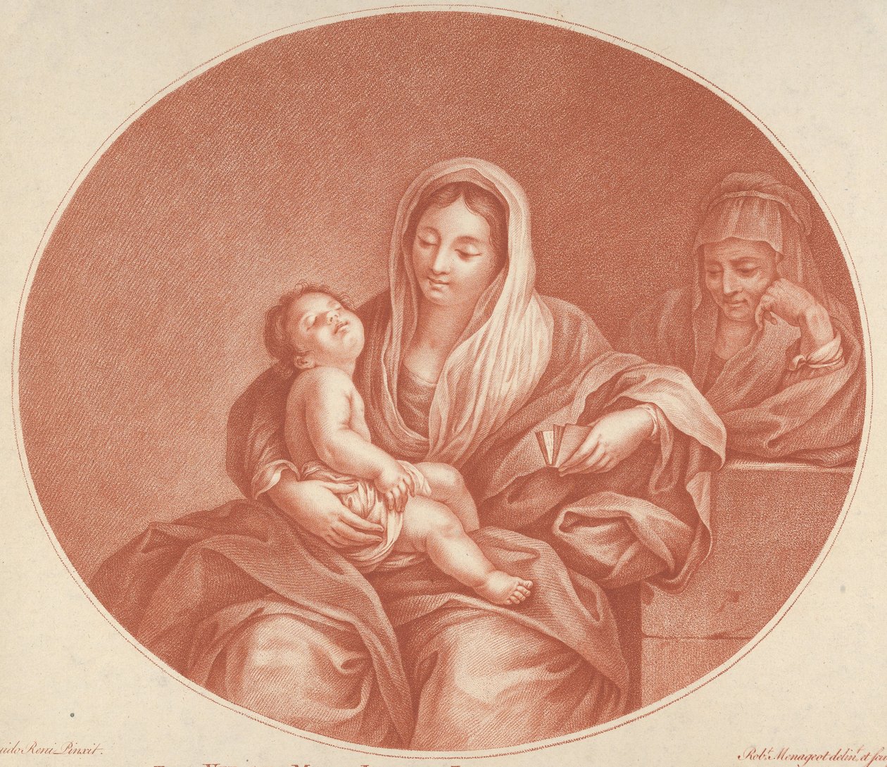 A Szűz ül, ölében a csecsemő Krisztussal, jobbra Szent Erzsébettel, egy..., 1776. alkotó: Robert Menageot