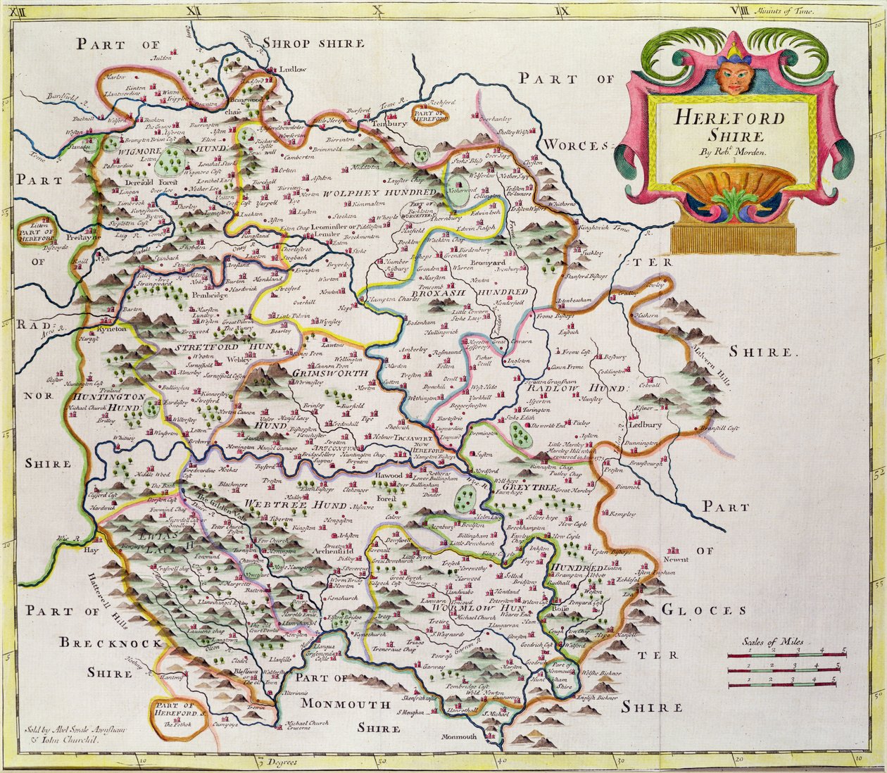 Herefordshire térképe, 1695 alkotó: Robert Morden