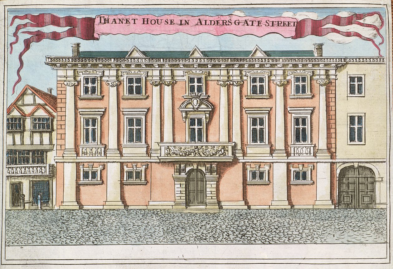 Thanet-ház az Aldersgate Street-ben, „A Book of the Remarkable Places in and about the London” című könyvből, 1700 körül alkotó: Robert Morden