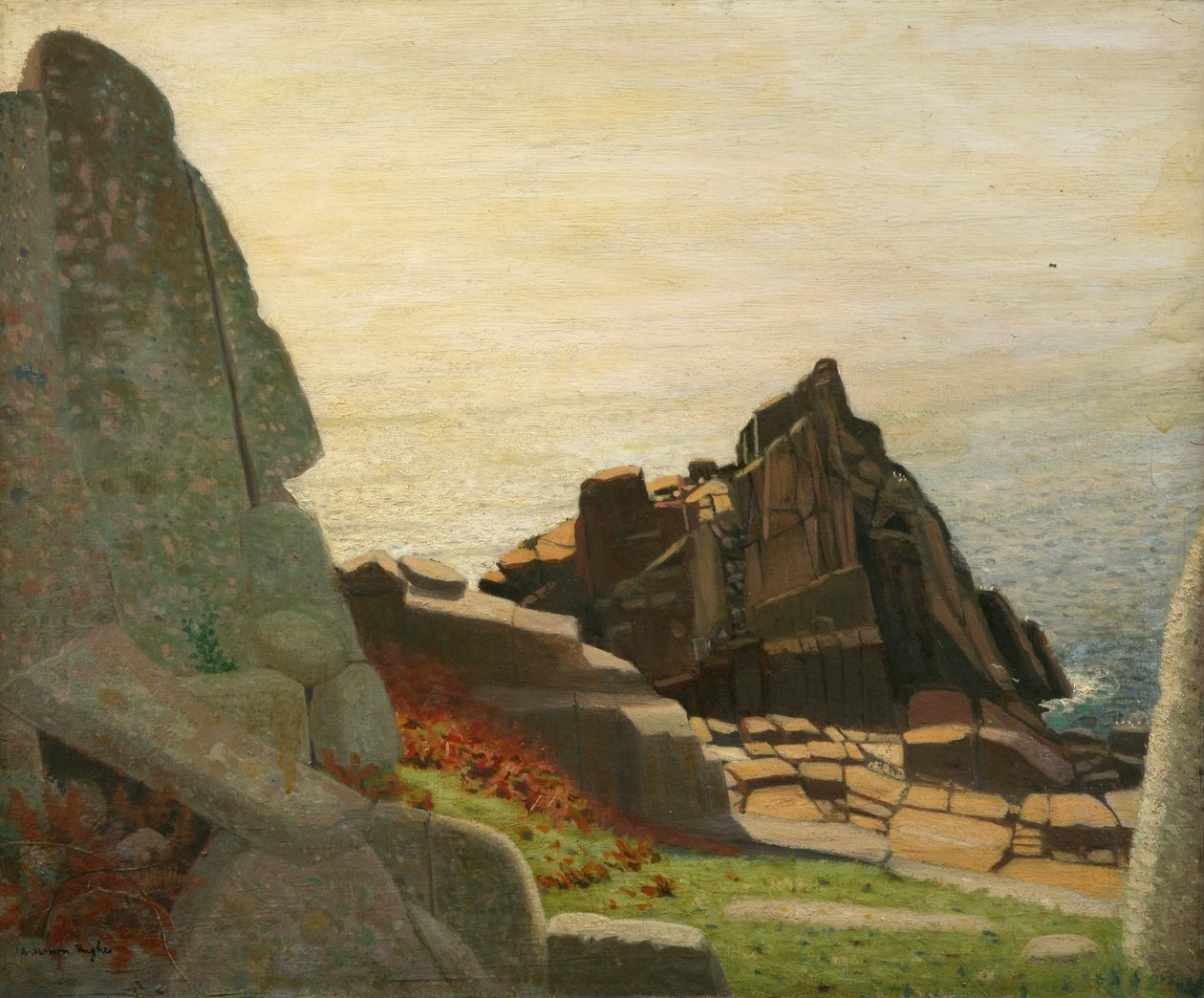 Carn Barges alatt (sziklák Lamorna alatt) (olaj, vászon) alkotó: Robert Morson Hughes