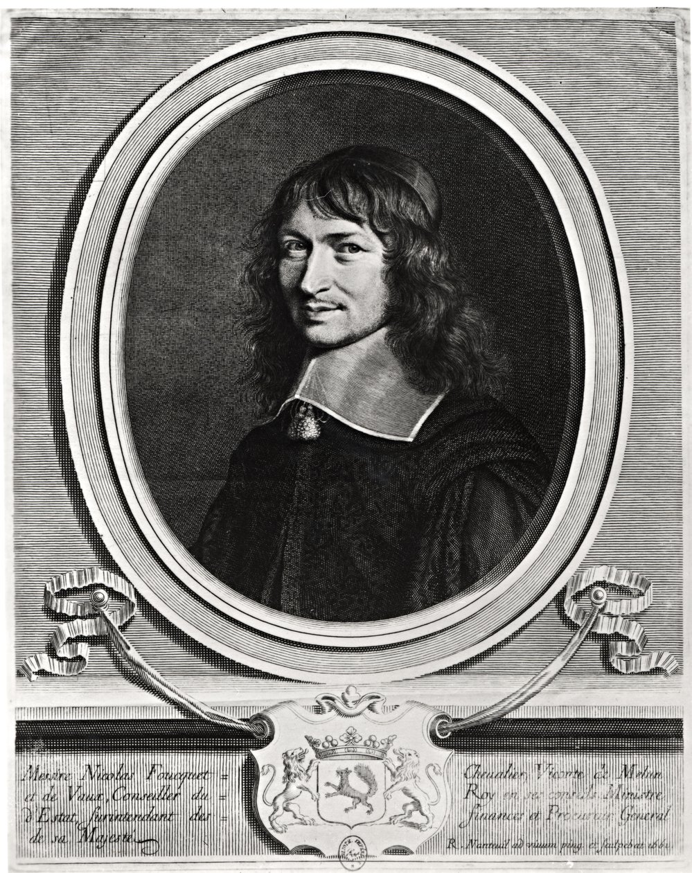 Nicolas Fouquet (1615-80) portréja 1662 (metszet) (f/w fotó) alkotó: Robert Nanteuil
