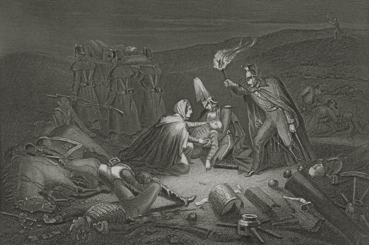 Az Alma csatamere, a csata utáni éjszaka, metszett D.J. Font alkotó: Robert Neal Hind