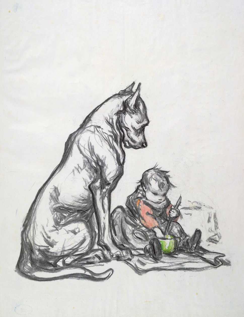 Kutya és gyerek, XX. század eleje alkotó: Robert Noir