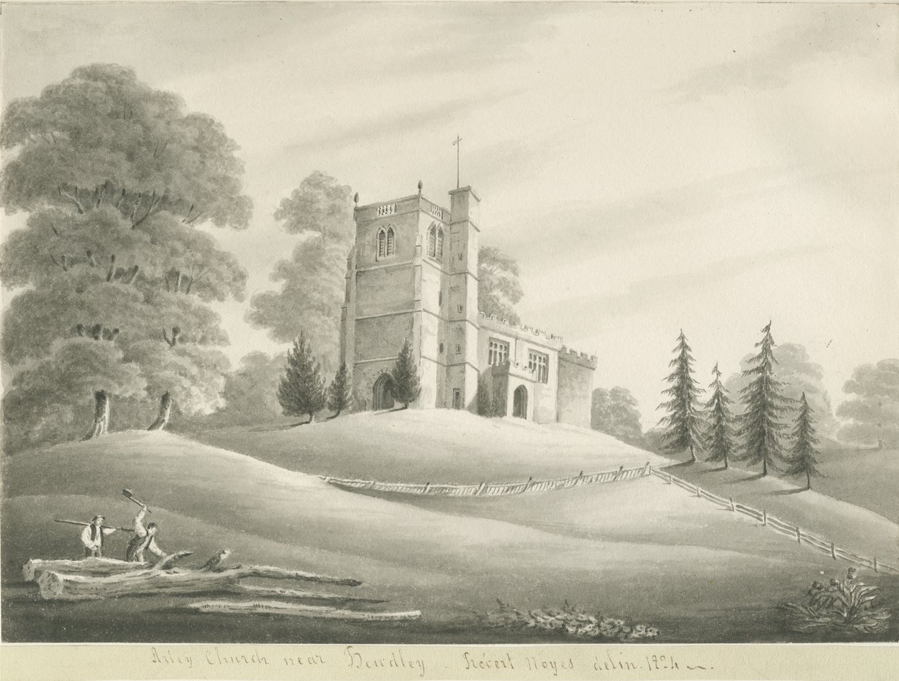Arley templom: szépia rajz, 1824 alkotó: Robert Noyes