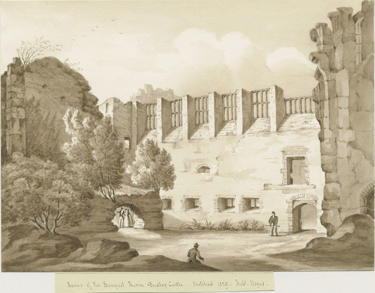 Dudley kastély - The Keep: szépia rajz alkotó: Robert Noyes