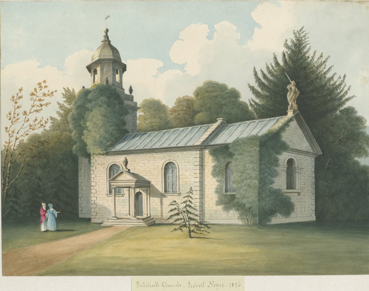 Patshull templom: vízfestmény, 1826 alkotó: Robert Noyes