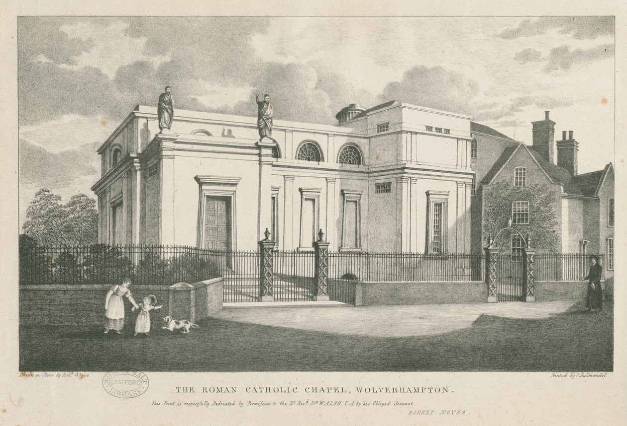 Wolverhampton – A római katolikus kápolna: litográfia, nd [c 1844] alkotó: Robert Noyes