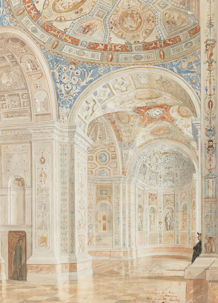 A Villa Madama belseje Giulio Romano és Baldassare Peruzzi díszítéseivel, 1897. alkotó: Robert Oerley