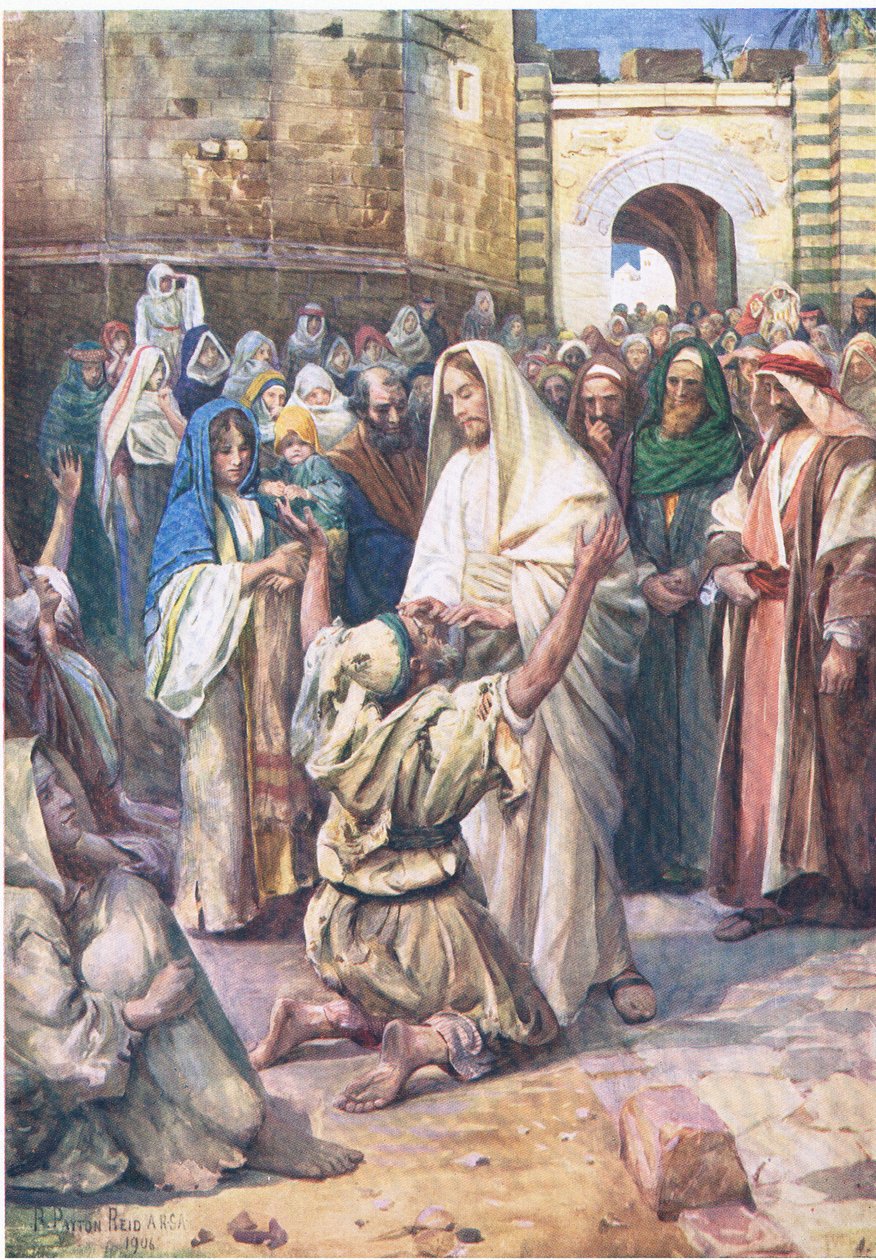 Vak Bartimeus, a Thomas Nelson által kiadott Biblia Képeskönyvből, 1950 körül alkotó: Robert Payton Reid