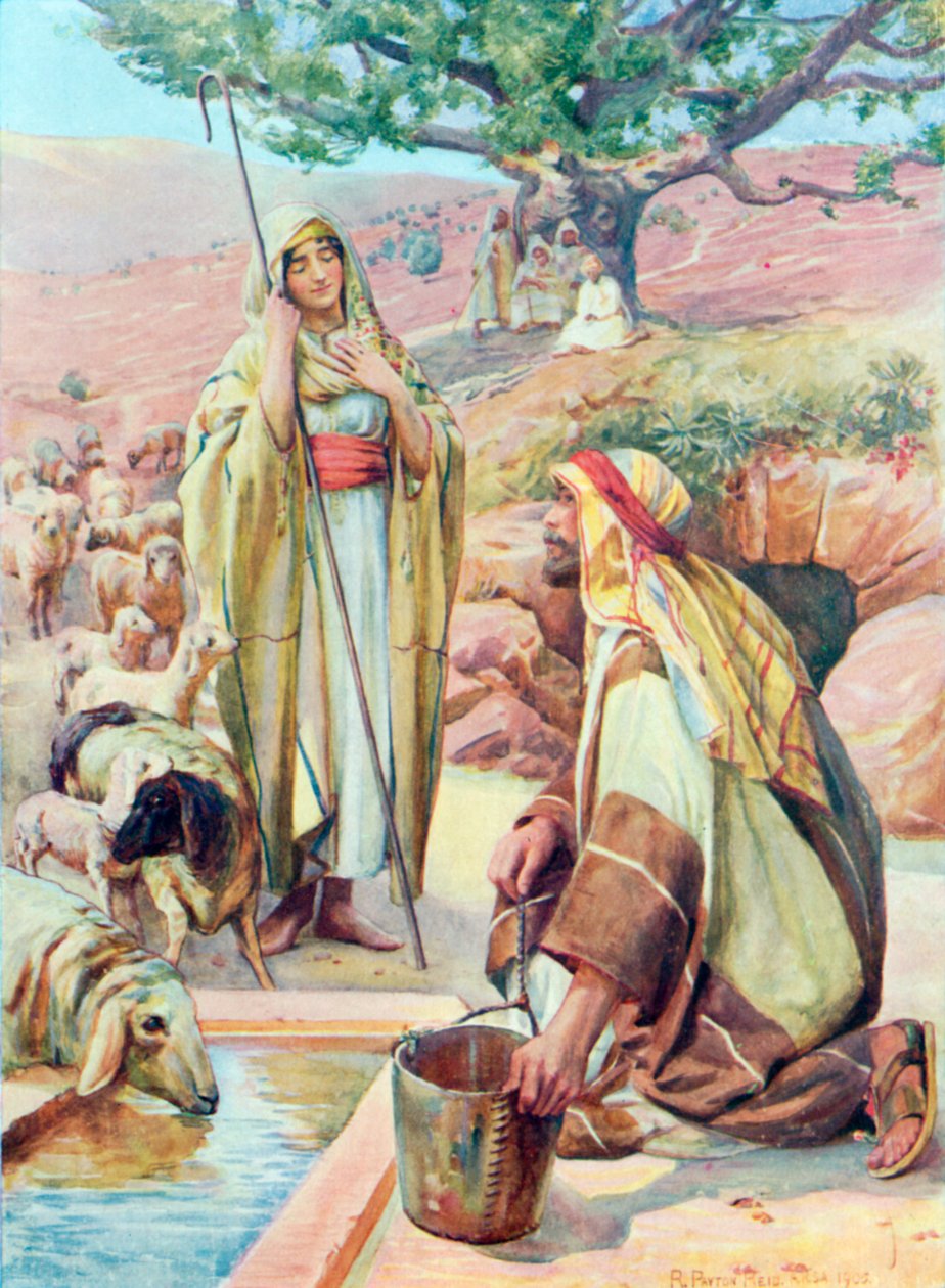 Rachel a kútnál (színes litográfia) alkotó: Robert Payton Reid