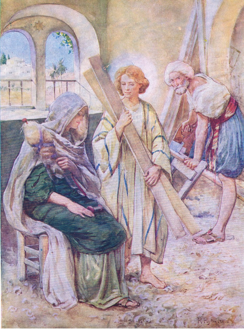 Jézus gyermekkora, a Thomas Nelson által kiadott Biblia Képeskönyvből, 1950 körül alkotó: Robert Payton Reid