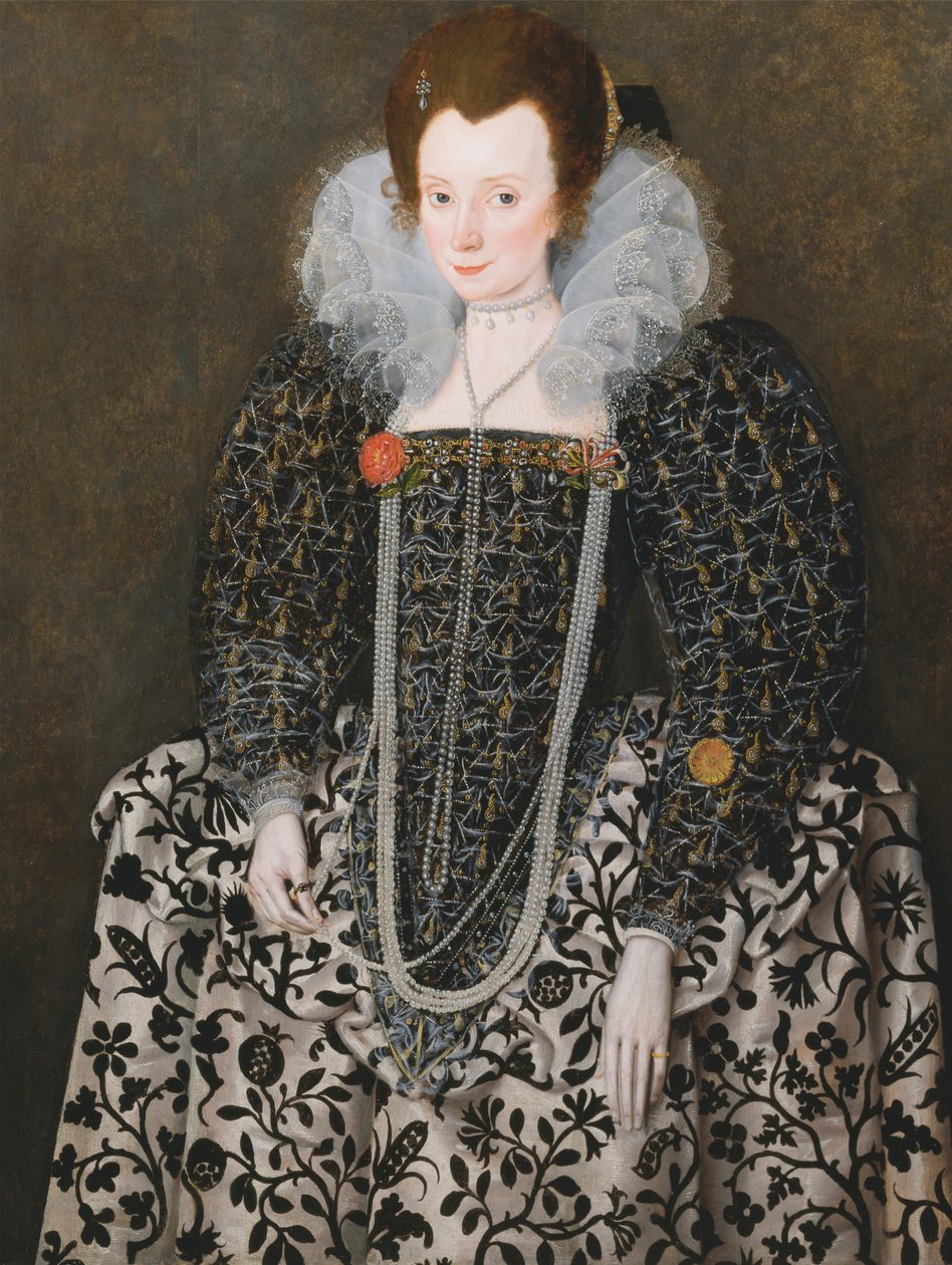Egy nő portréja, hagyományosan Mary Cloptonként (született Waldegrave), a suffolki Kentwell Hallról alkotó: Robert Peake the elder