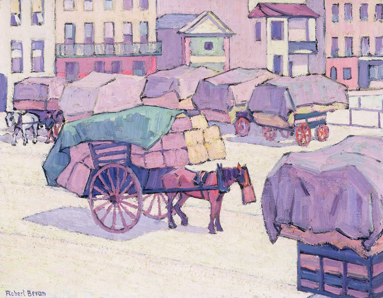 Hay Carts, Cumberland Market (olaj, vászon) alkotó: Robert Polhill Bevan