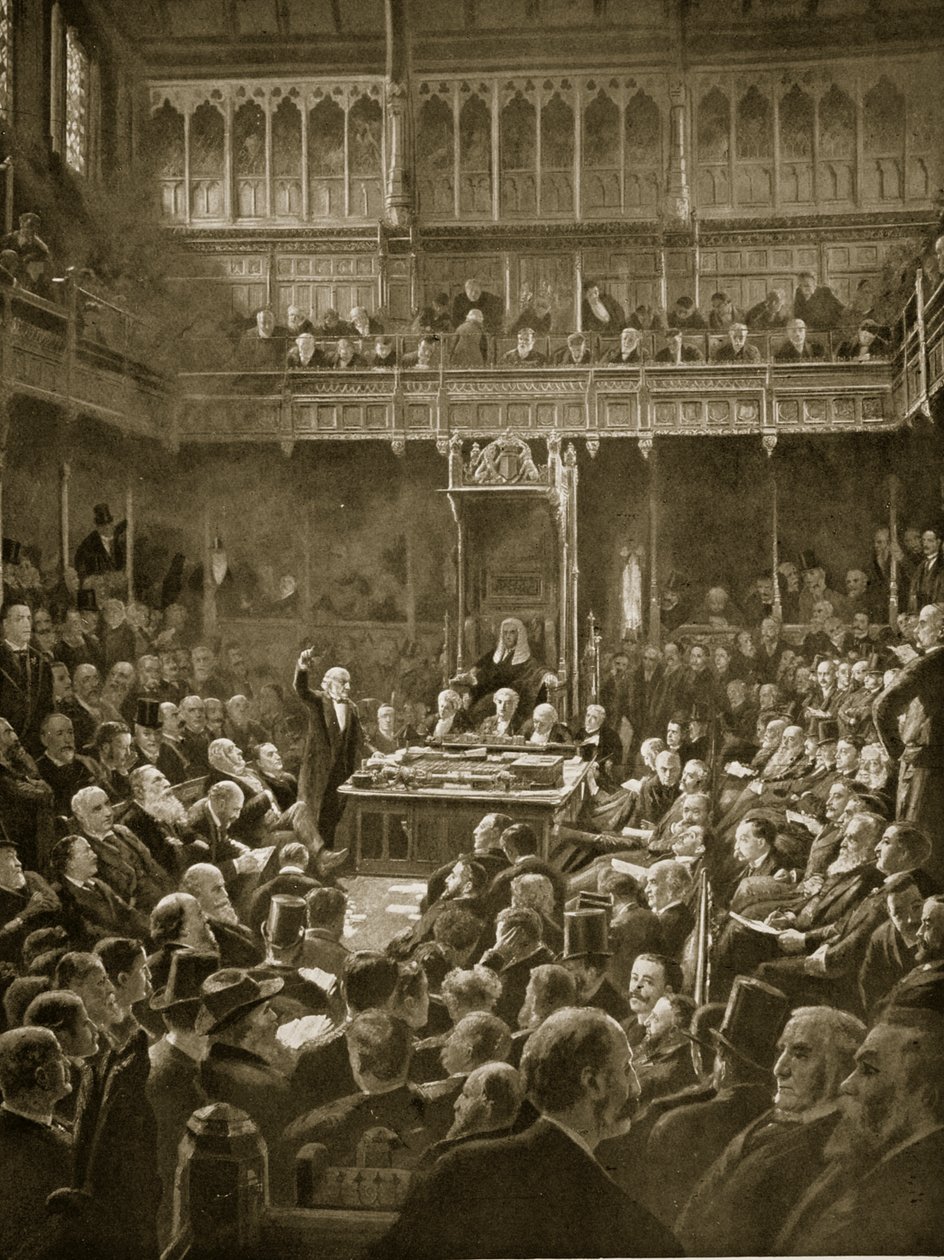Gladstone bemutatja a Home-Rule Billt, 1893. február alkotó: Robert Ponsonby Staples