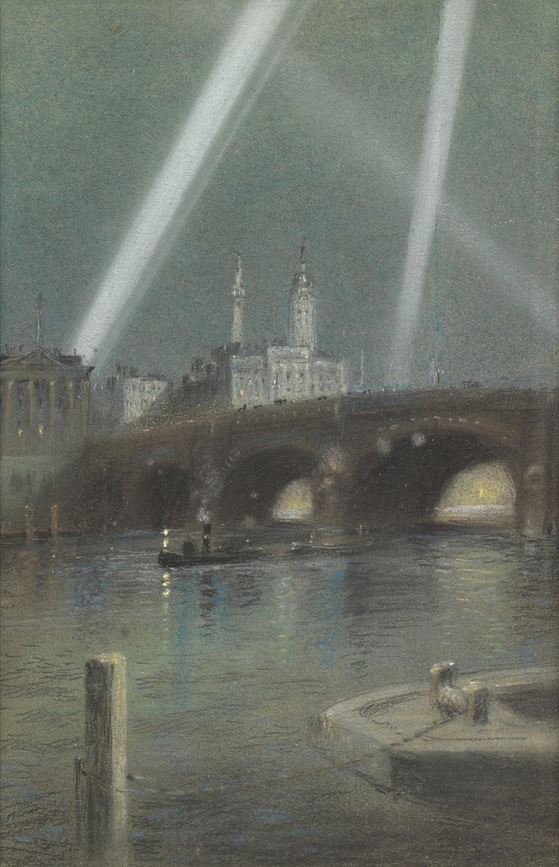Háborús keresőlámpák a London Bridge felett alkotó: Robert Randoll