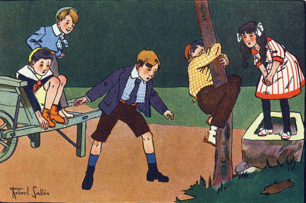 Egy macskasügér. Gravírozás „”-be Mit játszunk? E. Weber „” Robert Salles (1871-1929) akvarell rajzaival. Librairie Garnier Freres, Párizs alkotó: Robert Salles