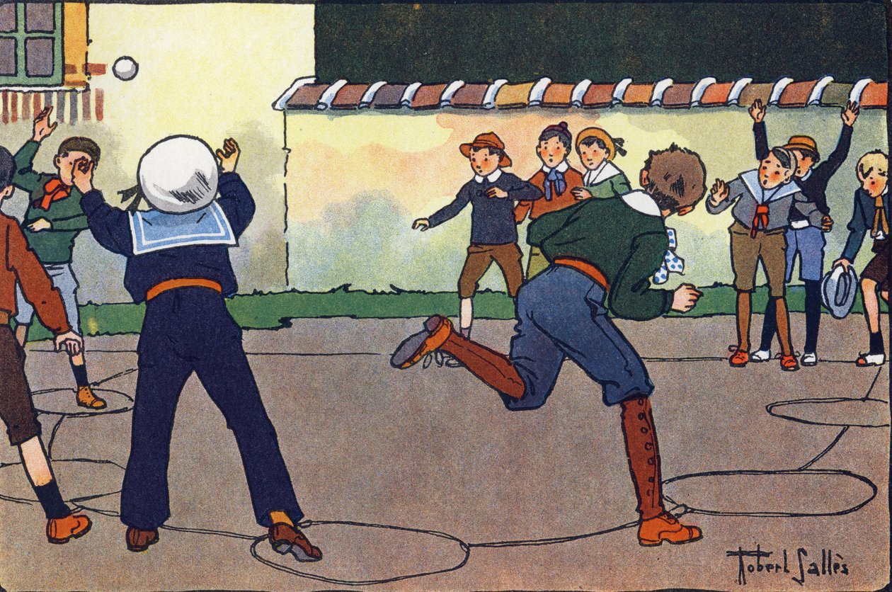 A bál a táborban (vagy rabbál vagy vadászbál). Gravírozás „”-be Mit játszunk? E. Weber „” Robert Salles (1871-1929) akvarell rajzaival. Librairie Garnier Freres, Párizs alkotó: Robert Salles