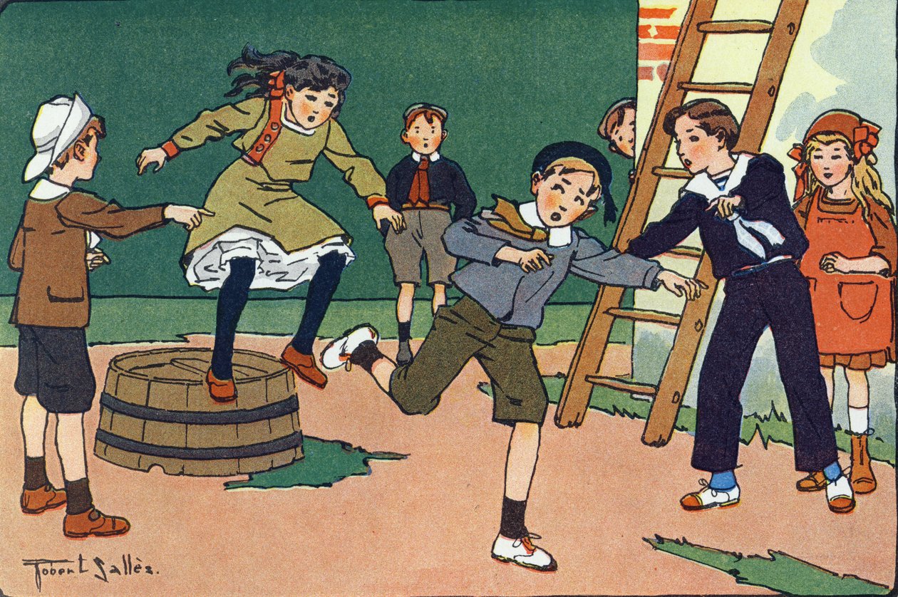 Az anya lekvárokkal. Gravírozás „”-be Mit játszunk? E. Weber „” Robert Salles (1871-1929) akvarell rajzaival. Librairie Garnier Freres, Párizs alkotó: Robert Salles