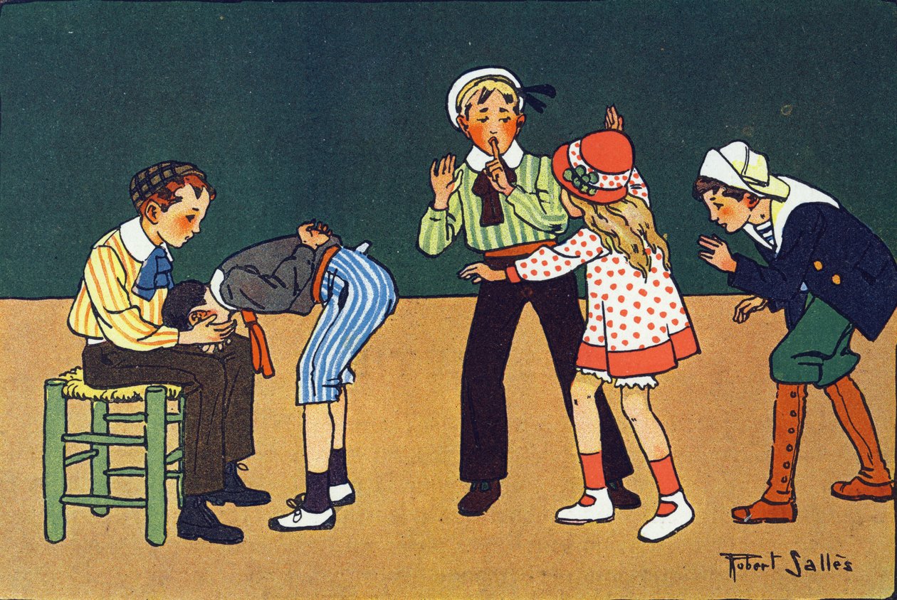 A meleg kéz. Gravírozás „”-be Mit játszunk? E. Weber „” Robert Salles (1871-1929) akvarell rajzaival. Librairie Garnier Freres, Párizs alkotó: Robert Salles