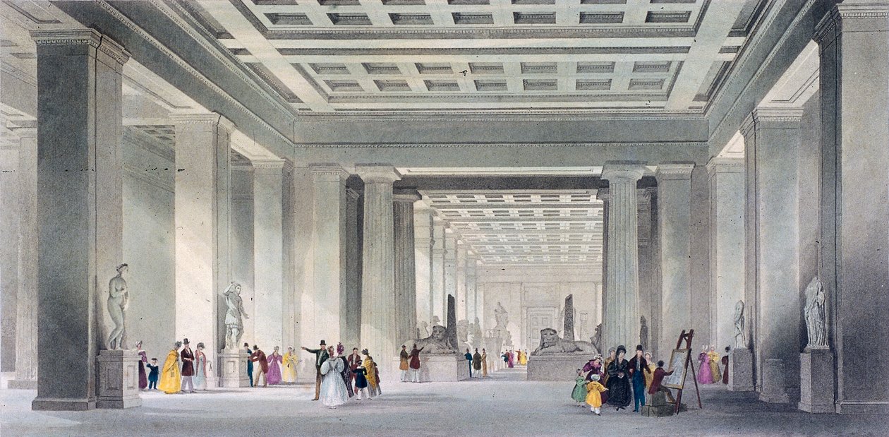 The Grand Central and Egyptian Saloons, British Museum, Holborn, London, 1836. alkotó: Robert Sands