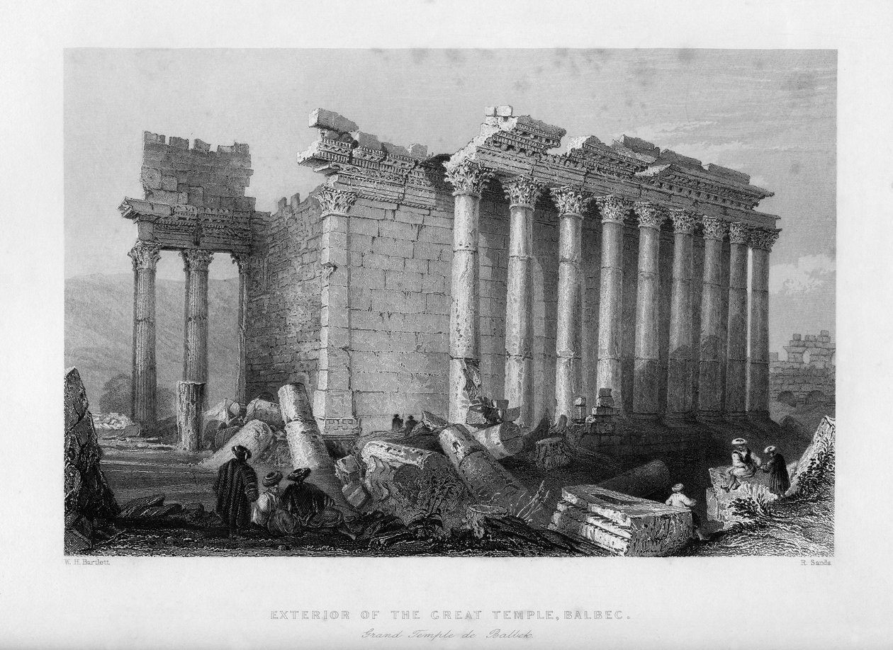 A nagy templom Baalbec Heliopolisban, Egyiptom, 1841. alkotó: Robert Sands