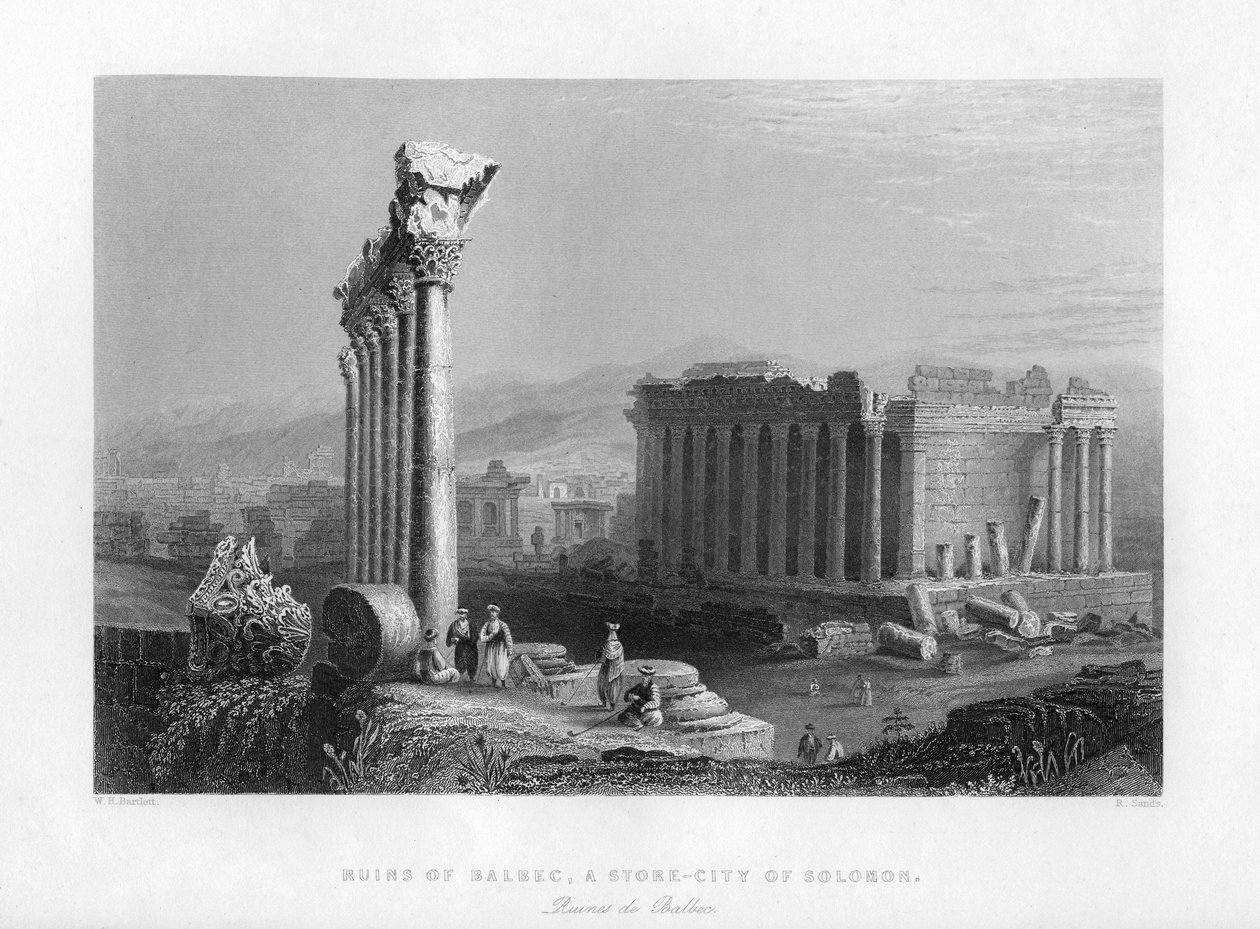 A nagy templom Baalbec Heliopolisban, Egyiptom, 1841. alkotó: Robert Sands