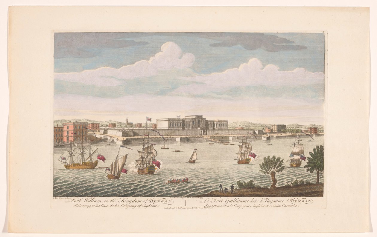 Kilátás a kalkuttai Fort Williamre Vilmos erőd a bengáli királyságban. Az angliai East India Company tagja (cím a tárgyon) A VOC települései (sorozat címe) alkotó: Robert Sayer