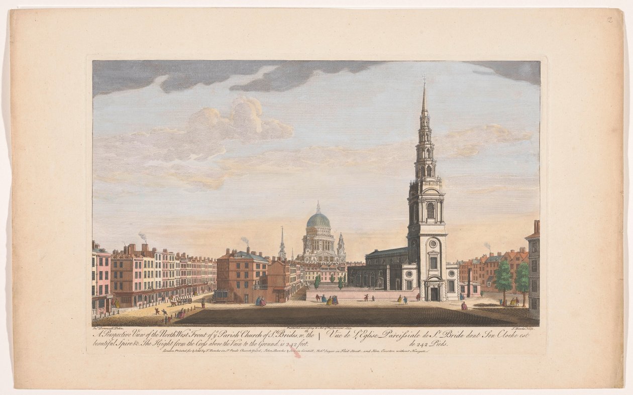 Kilátás a Szent Menyasszony-templomra Londonban A Szent Menyasszony (...) plébániatemplom északnyugati frontjának perspektivikus képe (cím a tárgyon) London (sorozat címe) alkotó: Robert Sayer