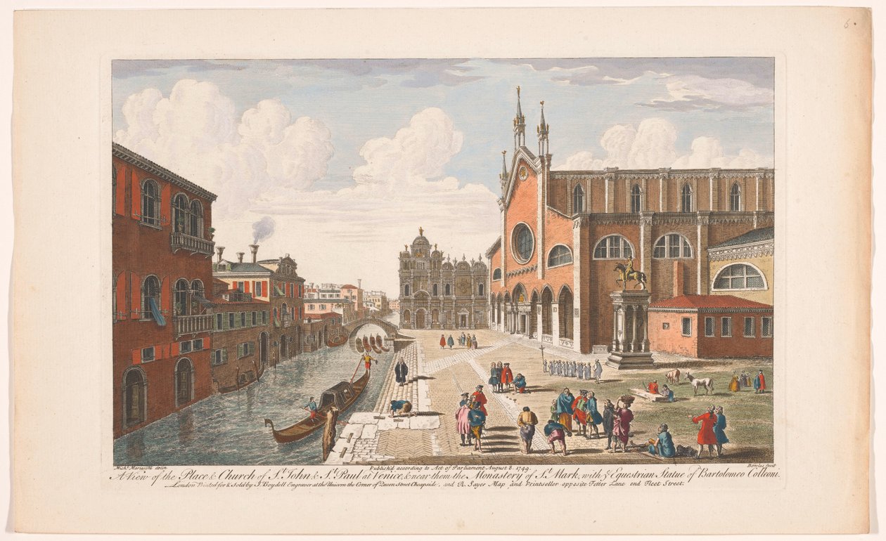 Kilátás a velencei Santi Giovanni e Paolo templomra Kilátás a velencei Szent János és Szent Pál helyről és templomról (...) (cím a tárgyon) Velence (sorozat címe) alkotó: Robert Sayer
