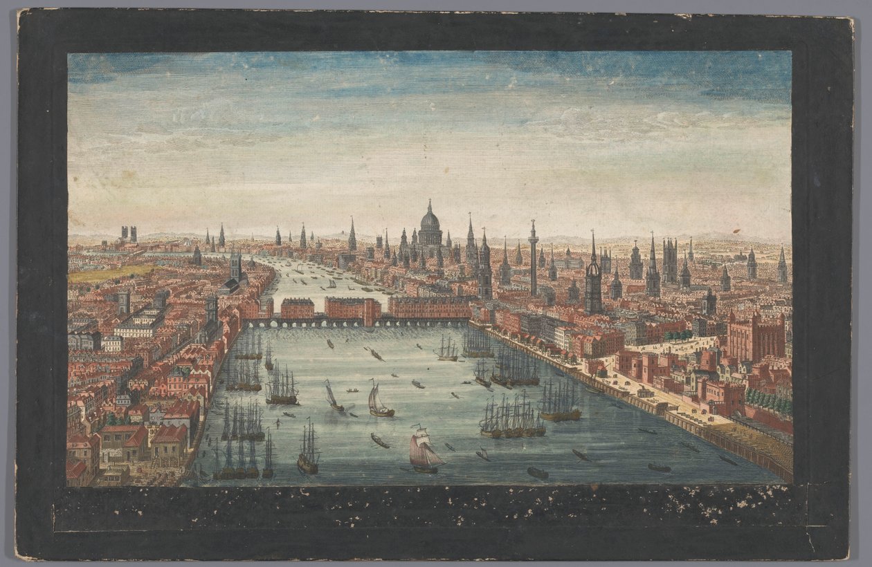 Kilátás London városára London városának általános képe, a Temze folyó mellett (cím a tárgyon) London (sorozat címe) alkotó: Robert Sayer