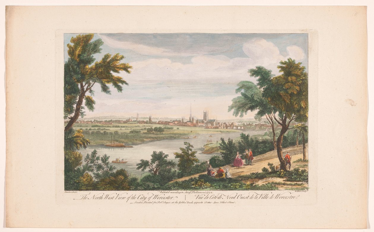 Kilátás Worcester városára Worcester városának északnyugati képe (cím a tárgyon) alkotó: Robert Sayer