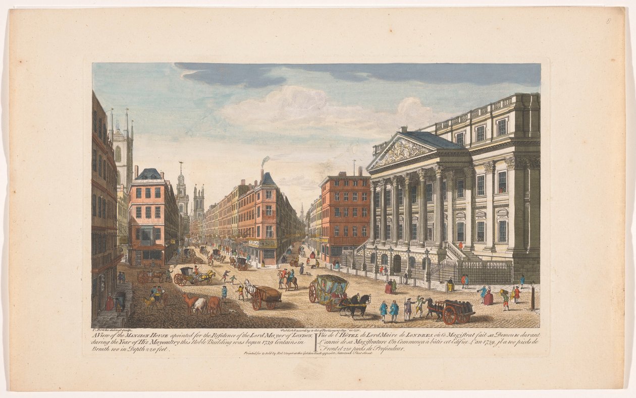 Kilátás a Mansion House-ra Londonban Kilátás a kastélyra (...) (cím az objektumon) London (sorozat címe) alkotó: Robert Sayer