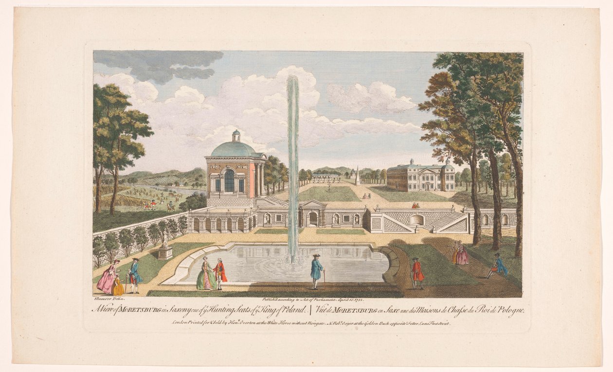 Kilátás a Schloss Moritzburgra Kilátás a szászországi Moretsburgra, a lengyel király egyik vadászházára (cím a tárgyon) Szászország (sorozat címe) alkotó: Robert Sayer