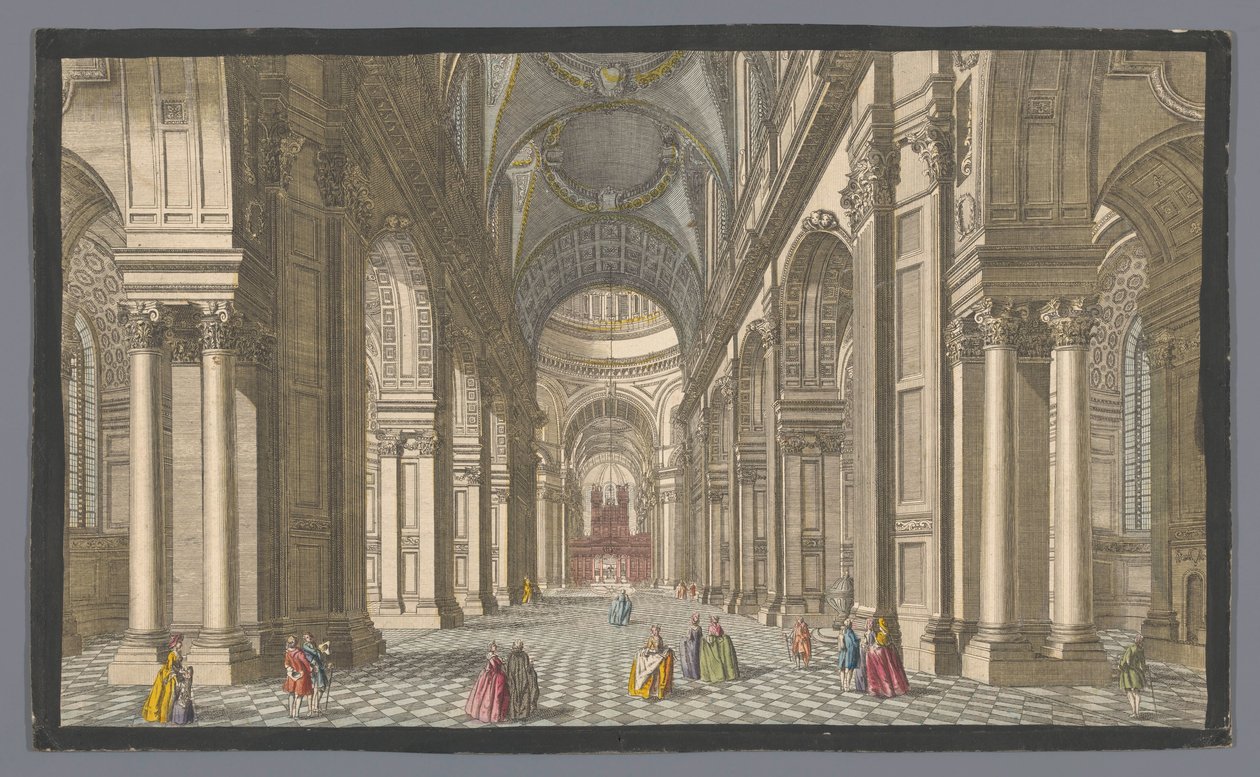 Kilátás a londoni Szent Pál-székesegyház belsejére A londoni St. Pauls belső képe (cím a tárgyon) London (sorozat címe) alkotó: Robert Sayer