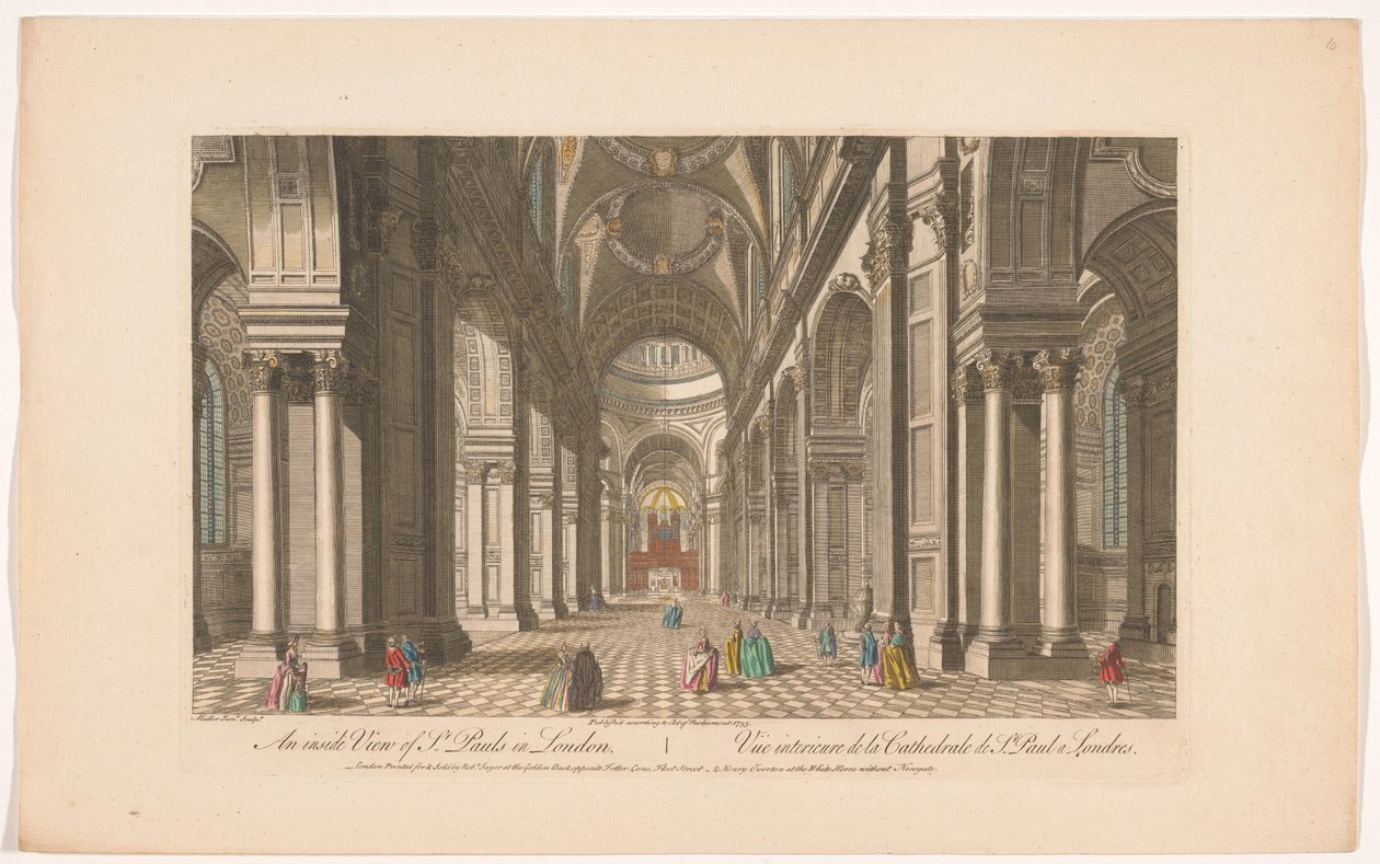 Kilátás a londoni Szent Pál-székesegyház belsejére A londoni St. Pauls belső képe (cím a tárgyon) London (sorozat címe) alkotó: Robert Sayer