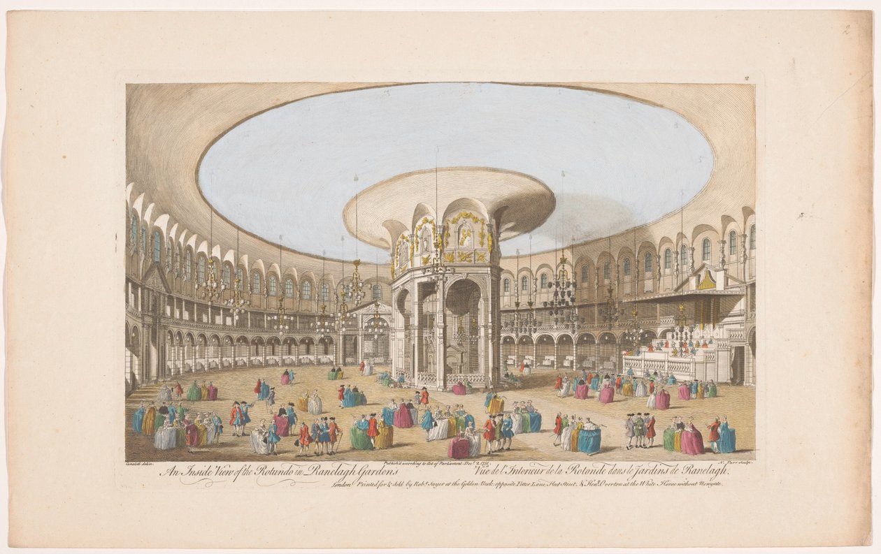 Kilátás a Rotunda belsejére a londoni Ranelagh Gardensben A Rotundo belső képe a Ranelagh Gardensben (cím az objektumon) Ranelagh Gardens és Vauxhall Gardens (sorozat címe) alkotó: Robert Sayer