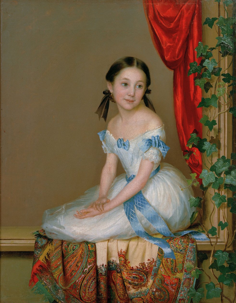 Lány kasmír sállal Abamelek-Lazareva hercegnő portréja, 1839 után alkotó: Robert Schwede