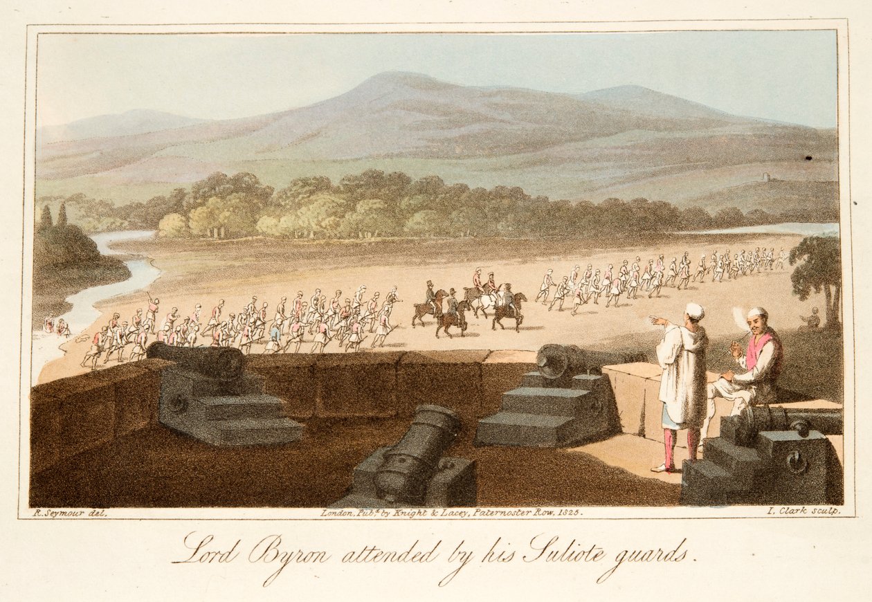 Lord Byron részt vett Suliote gárdáival, kocsmában. 1825. alkotó: Robert Seymour