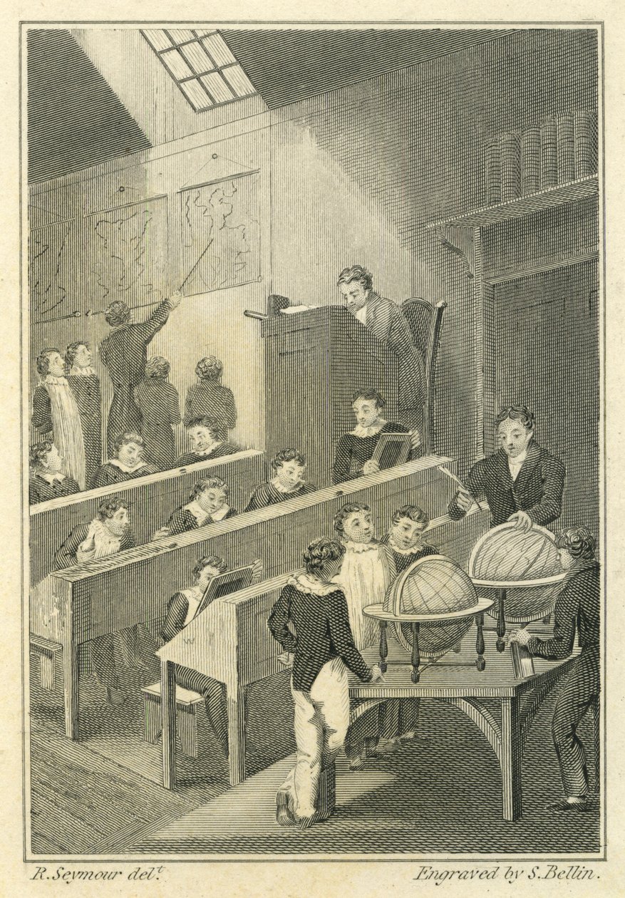 Nicholas Nickleby: Samuel Bellin (1799-1893) metszete: Dotheboys Hall. alkotó: Robert Seymour