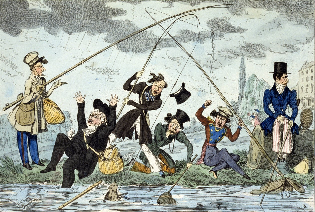 Waltonizáló vagy zöldföldi halász, 1830 körül (színes metszet) alkotó: Robert Seymour