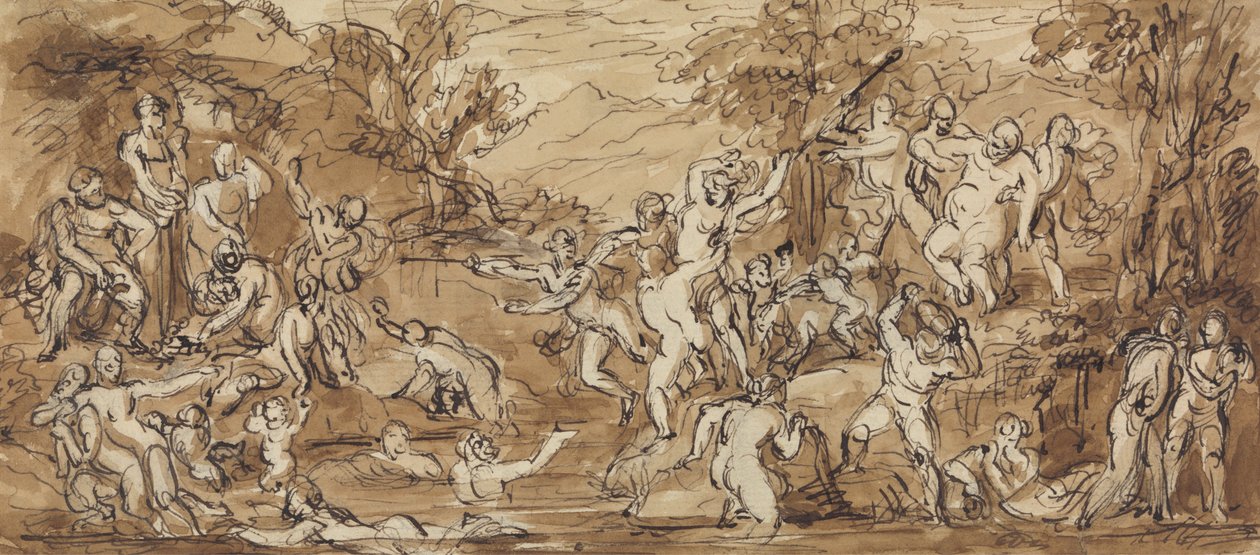 Ábra Tanulmány egy Bacchanalia ünnepségről erdős tájon alkotó: Robert Smirke