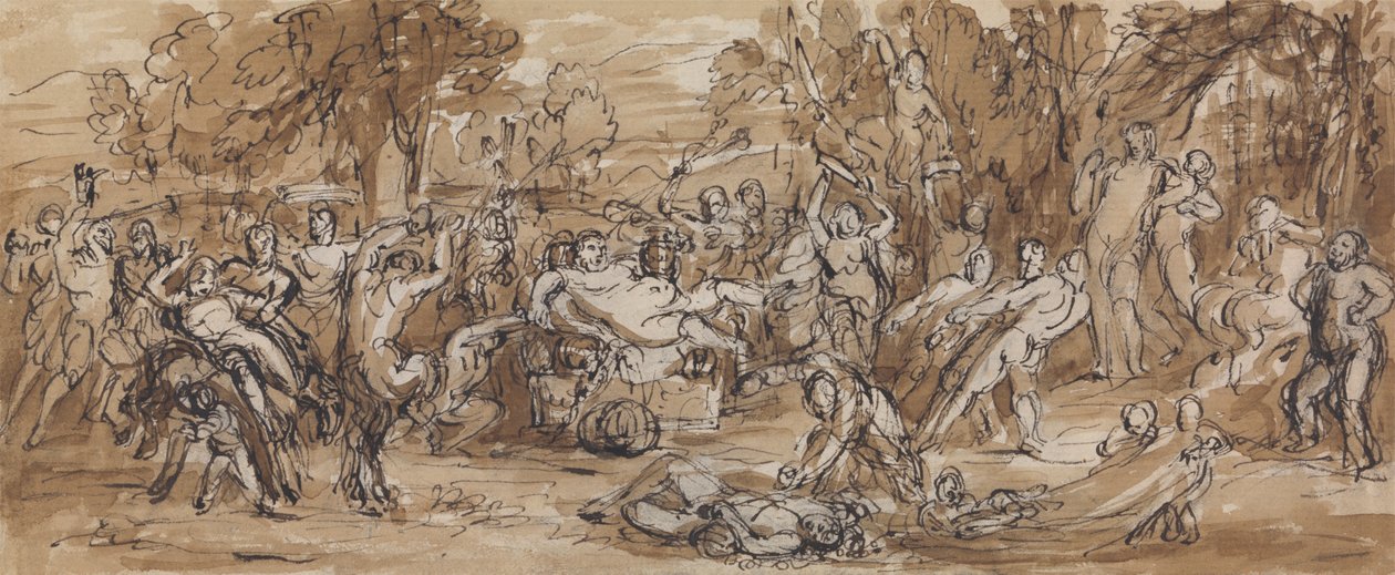 Ábra Tanulmány egy Bacchanalia ünnepségről erdős tájon alkotó: Robert Smirke