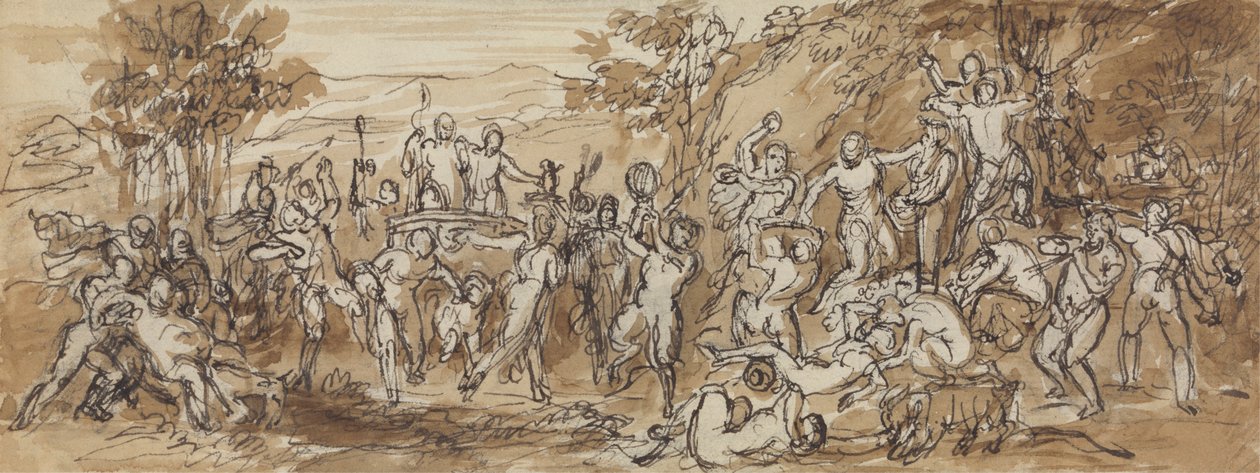Ábra Tanulmány egy Bacchanalia ünnepségről erdős tájon alkotó: Robert Smirke