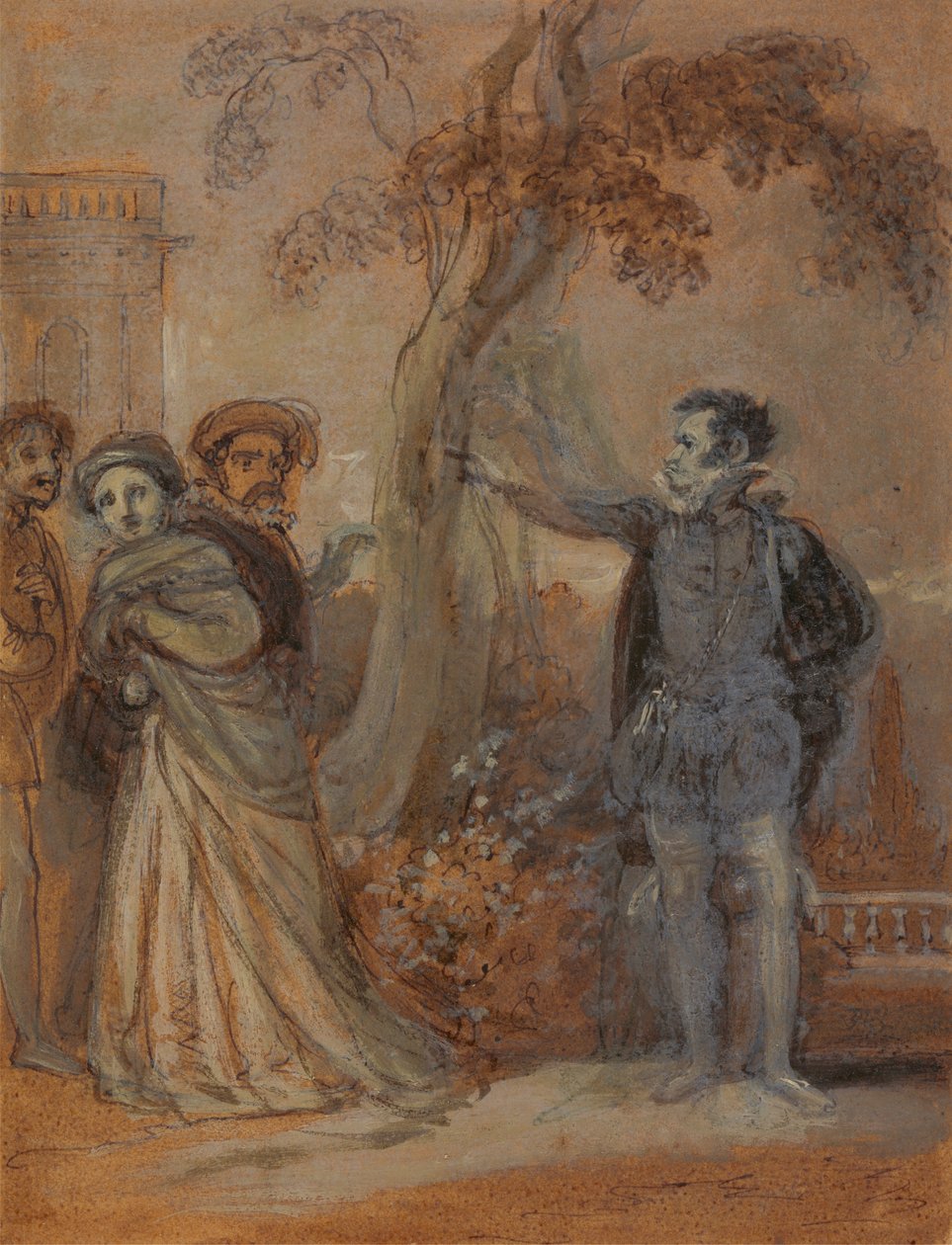 Malvolio bántalmazza Mariát, Fabiant és Sir Tobyt alkotó: Robert Smirke