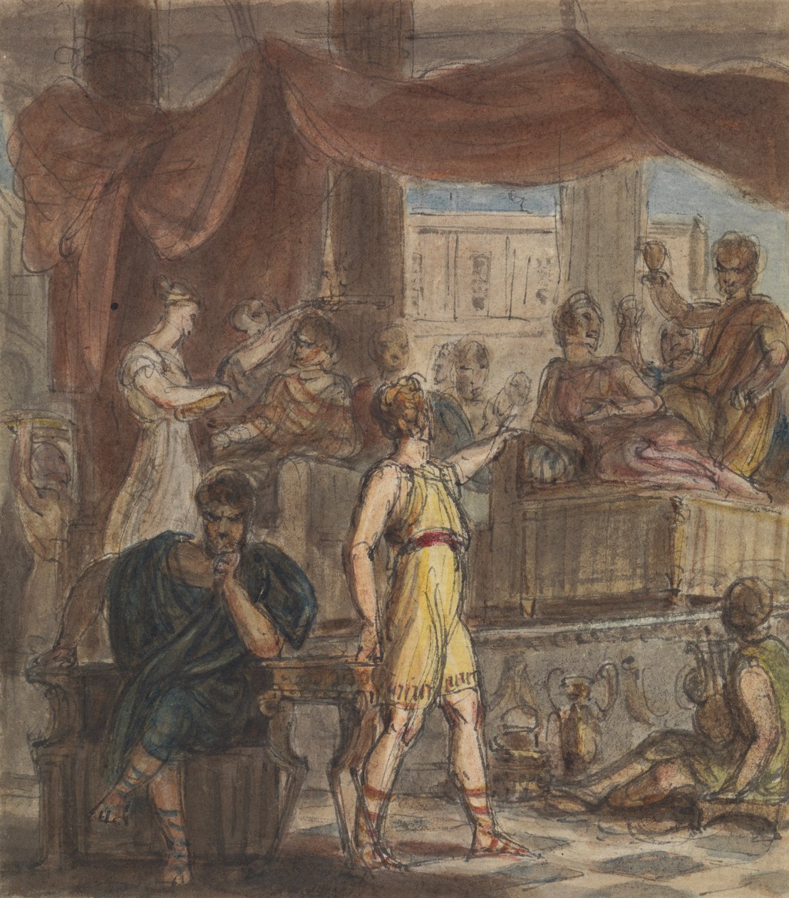 Tanulmány egy római bankett jelenetről alkotó: Robert Smirke