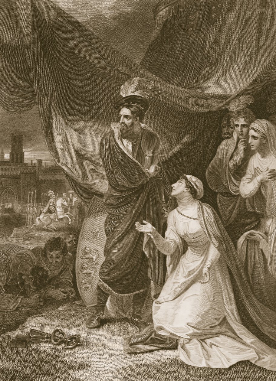 Calais megadása, A. Smith metszete, illusztráció David Hume 