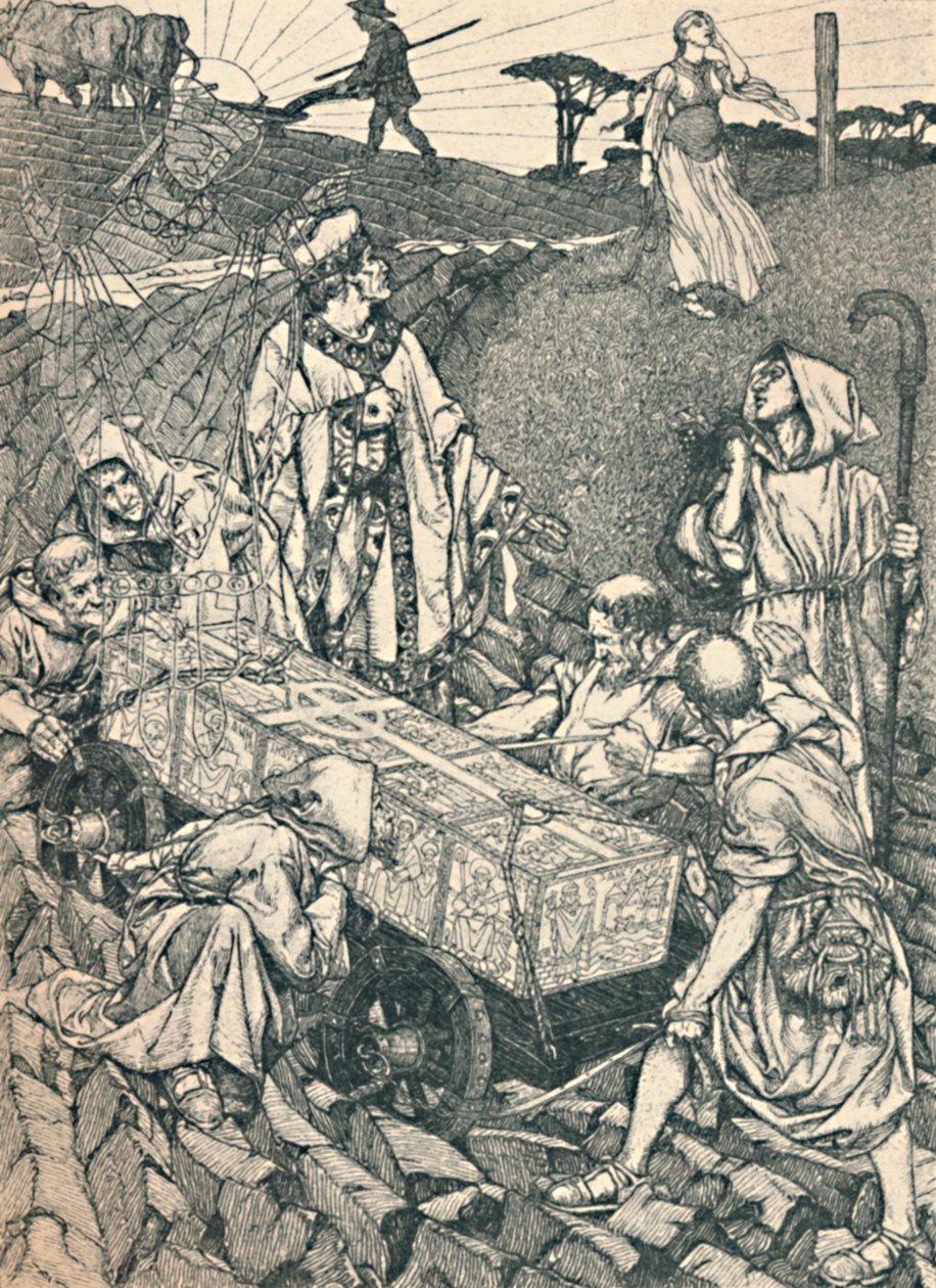 "Szent Cuthbert legendája, tollrajz", 1891-1920, 1923 alkotó: Robert Spencer