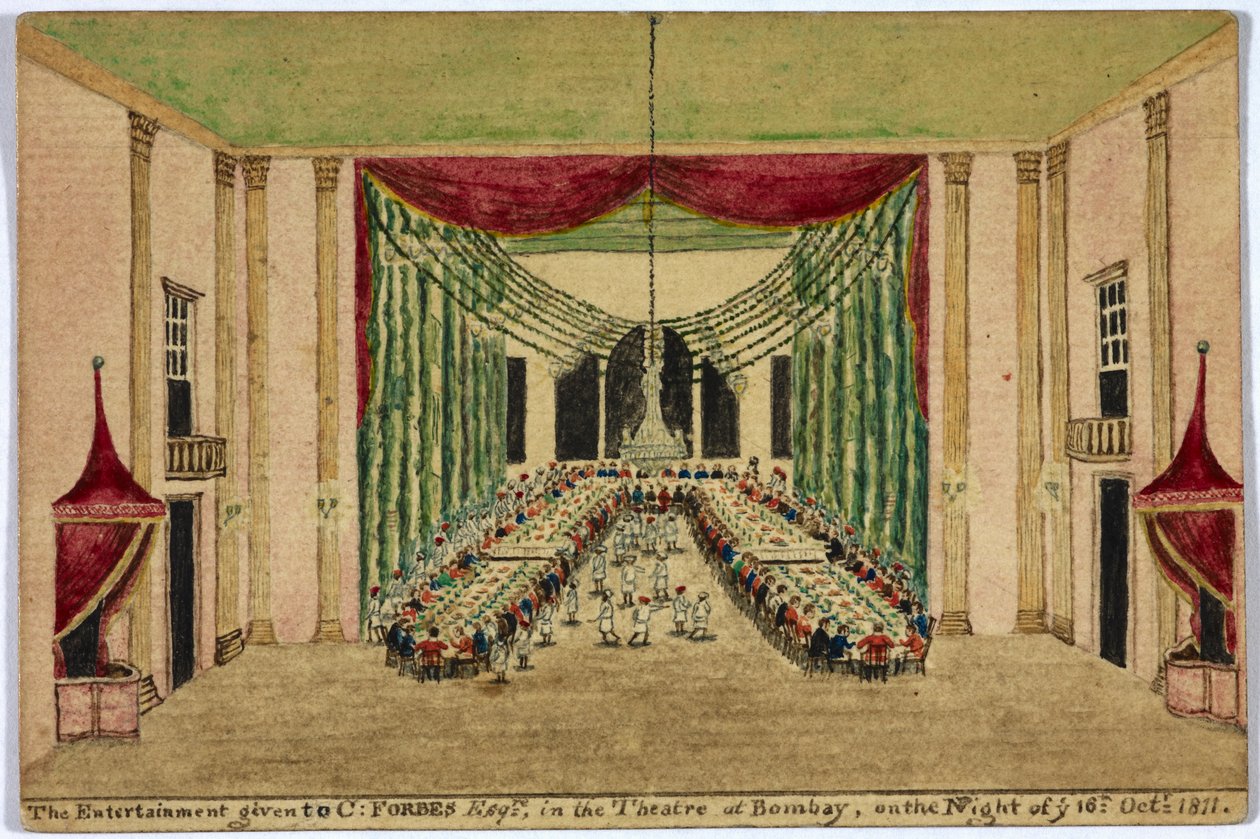 A C. Forbes esquire szórakoztatása a bombayi színházban 1811. október 16-án este. alkotó: Robert Temple